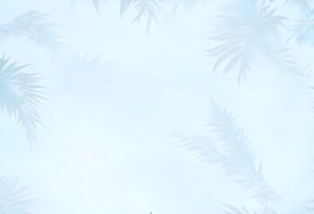 Obraz premium Palm leaf shadow on the light blue background. Palm leaves shadow mockup for product presentation