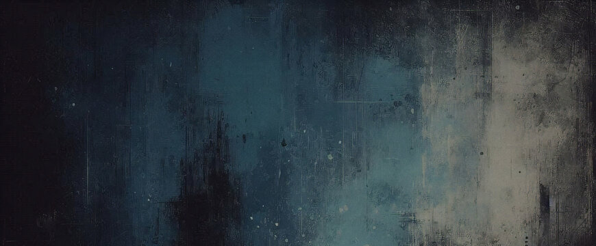dark blue background texture with black vignette in old vintage grunge textured border design dark elegant teal color wall with light spotlight center