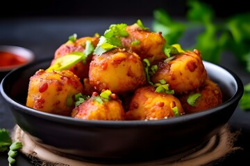 Schezwan Idli or manchurian Idly, tasty indo-chinese recipe. selective focus