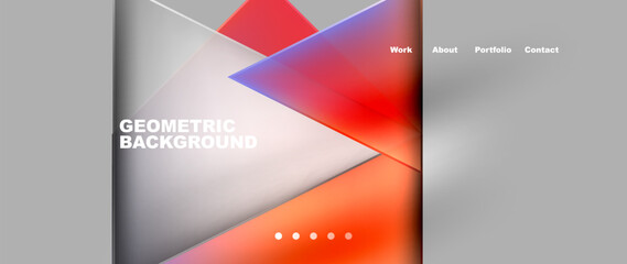 Metal triangles with colorful bright triangles. Geometric modern minimalist design template