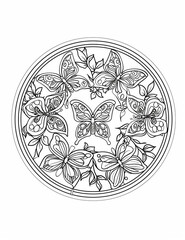 Butterfly Garden Mandalas: Spring-Inspired Coloring for Adults - Line Art - Relaxing Coloring Pages for Adults- Intricate Patterns to Color