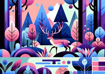 A Flat Illustration Image of European fallow deer