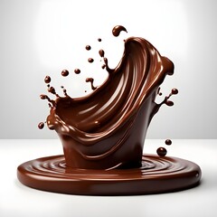 chocolate splash isolated on white background, Ai Generated