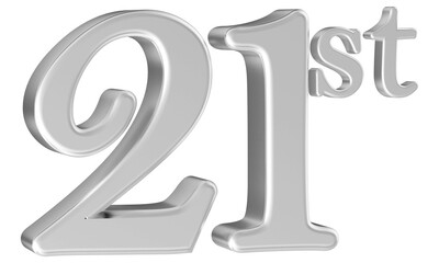 21st anniversary number silver 3d