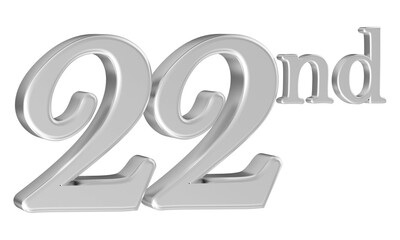 22nd anniversary number silver 3d