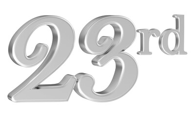 23rd anniversary number silver 3d