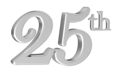 25th anniversary number silver 3d