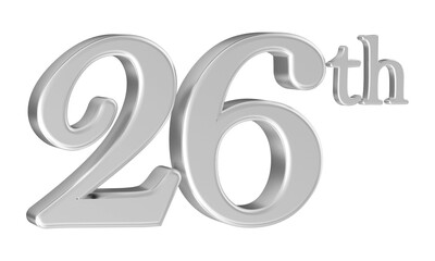 26th anniversary number silver 3d