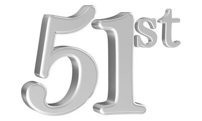 51st anniversary number silver 3d