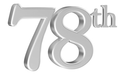 78th anniversary number silver 3d