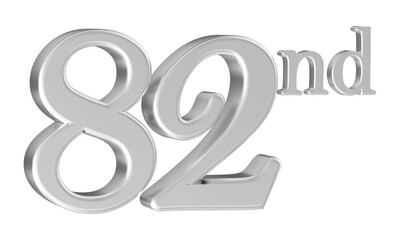 82nd anniversary number silver 3d