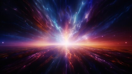Obraz premium Intense burst of radiant energy beams, emanating from a central point, isolated on a dark background, showcasing vibrant motion and power