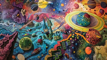 A colorful background with  space, featuring an artistic map pattern in vibrant colors