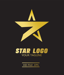 Gold Star Logo vector in elegant style on black background