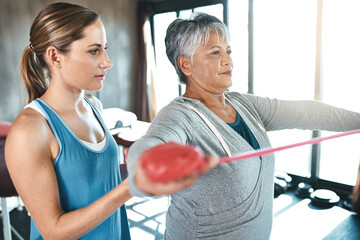 Physical therapy, fitness and mature woman stretching for training, exercise and cardio workout....