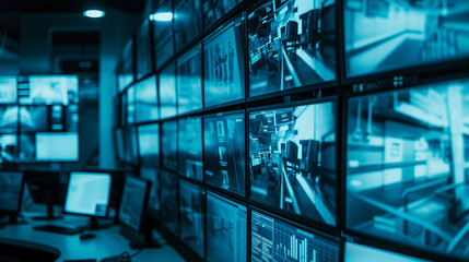 Surveillance Monitors in Security Control Room