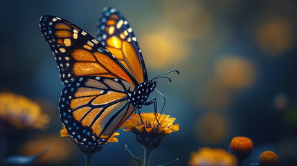 Obraz premium The grace and elegance of a beautiful butterfly in natural View 