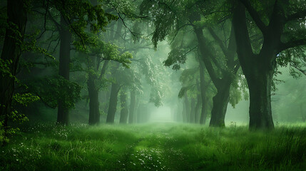 Naklejka premium Emerald Serenity: A Symphony of Green Landscapes