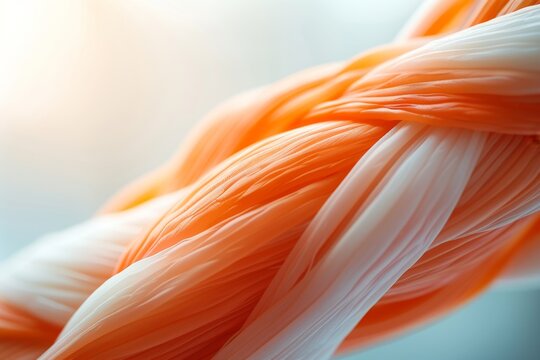 Simplified muscle tissue illustration showing intricate protein fibers in a bright, clean design. Leave space for text at the top.