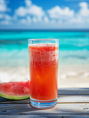 watermelon juice summer refreshing drink on the beach