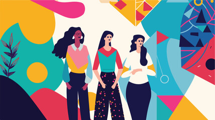 Businesswomen teamwork concept flat vector illustration