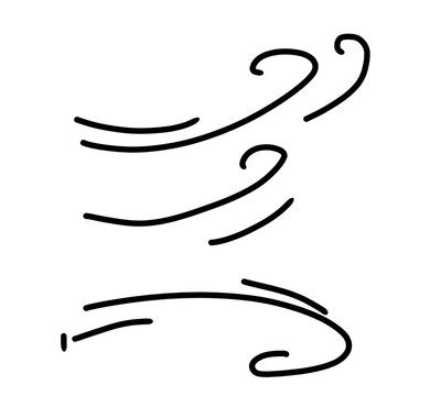 Naklejki Cartoon wind blowing line art