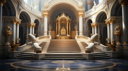 Obraz premium Aesthetic backgrounds, Elegant marble podium with gold accents Illustration image,