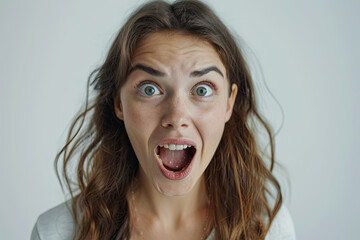 Attractive young woman announcing or telling a secret, shouting with excitement