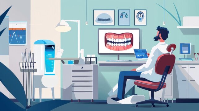Illustration,  tele-dentistry services for remote oral health consultations