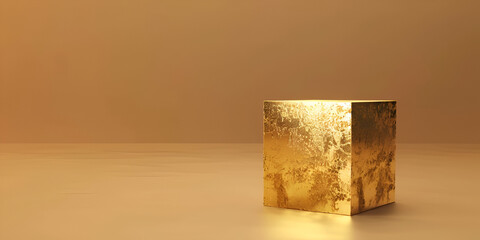 A gold box isolated on transparent background 