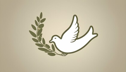 A peaceful icon of a dove with an olive branch upscaled_3