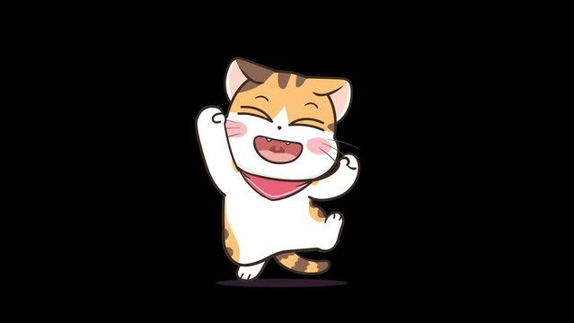 Joyful Dancing Cat Animation with Transparent Background
