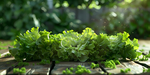 Fresh lettuce appetizer on table. Green healthy
