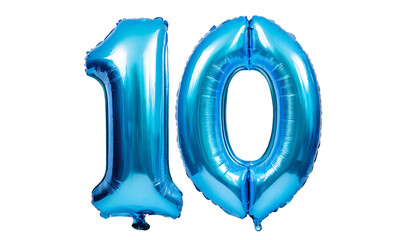 Ten number made of blue balloon