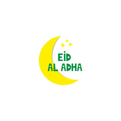 Eid Al Adha greeting on white background. Vector illustration