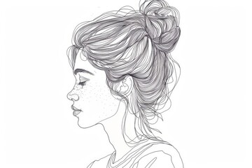 Fototapeta premium Elegant Beauty Minimalist Portrait Illustration in One Line Art Style