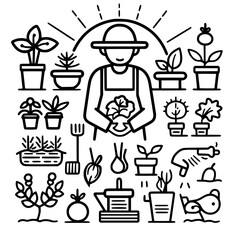 gardening icon, agriculture icon, tree icon, harvest icon, horticulture icon, farming icon, environmental icon, landscaped icon, farmer icon, lifestyles icon, innovation icon, agricultural icon, plant