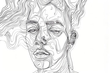 Elegant Beauty Minimalist Portrait Illustration in One Line Art Style