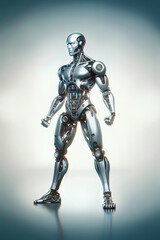 Android robot, pose 16. Robot in an aggressive pose