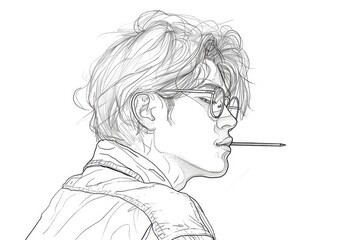 Obraz premium Elegant Beauty Minimalist Portrait Illustration in One Line Art Style