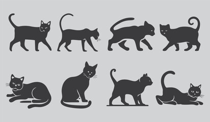 Obraz premium Hand Drawn Cat Silhouette Vector Collection