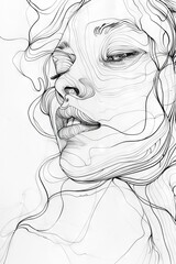 Elegant Beauty Minimalist Portrait Illustration in One Line Art Style