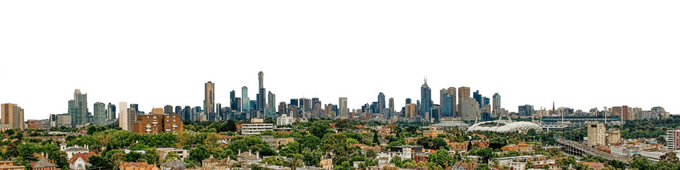 Cutout of a city skyline of Melbourne, Australia isolated png