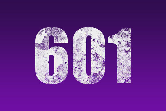 flat white grunge number of 601 on purple background.