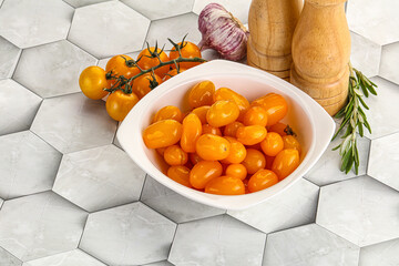 Marinated natural yellow cherry tomato