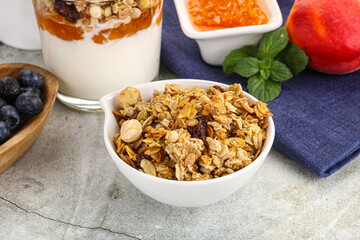 Granola museli cereal for breakfast