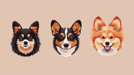 Cute dog faces Four . Canine portraits different dogg