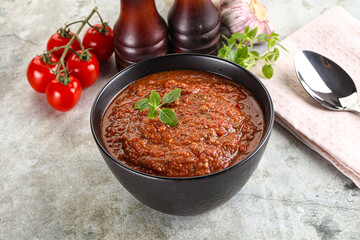 Spanish traditional gazpacho tomato soup