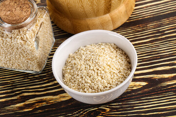 Sesame seeds heap in the bowl