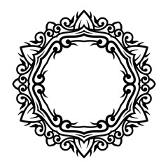 Decorative frame Elegant vector element for design in Eastern style, place for text. Floral black border. Lace illustration for invitations and greeting cards, laser cutting and engraving.